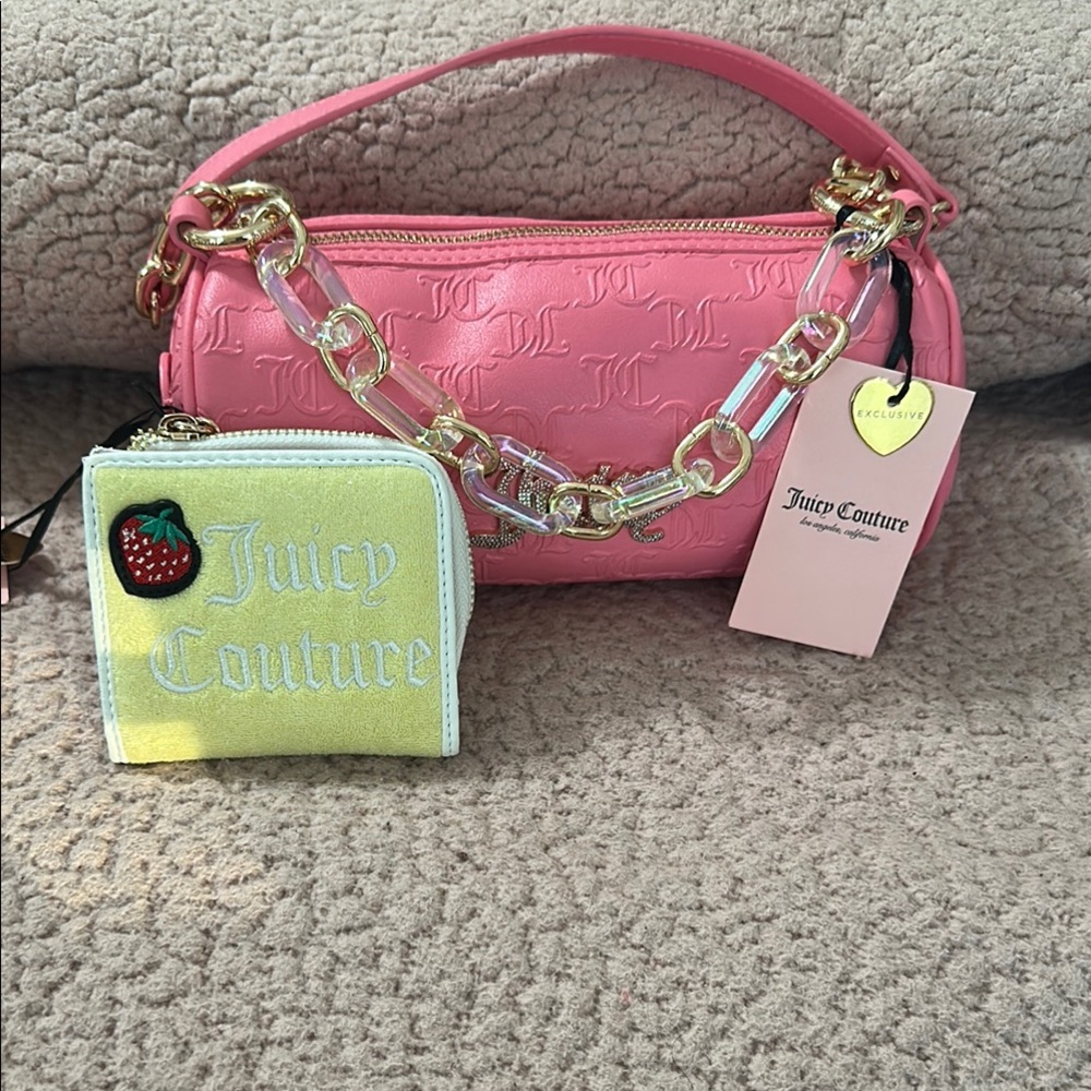 Juicy Couture Pink Handbag with Yellow Wallet